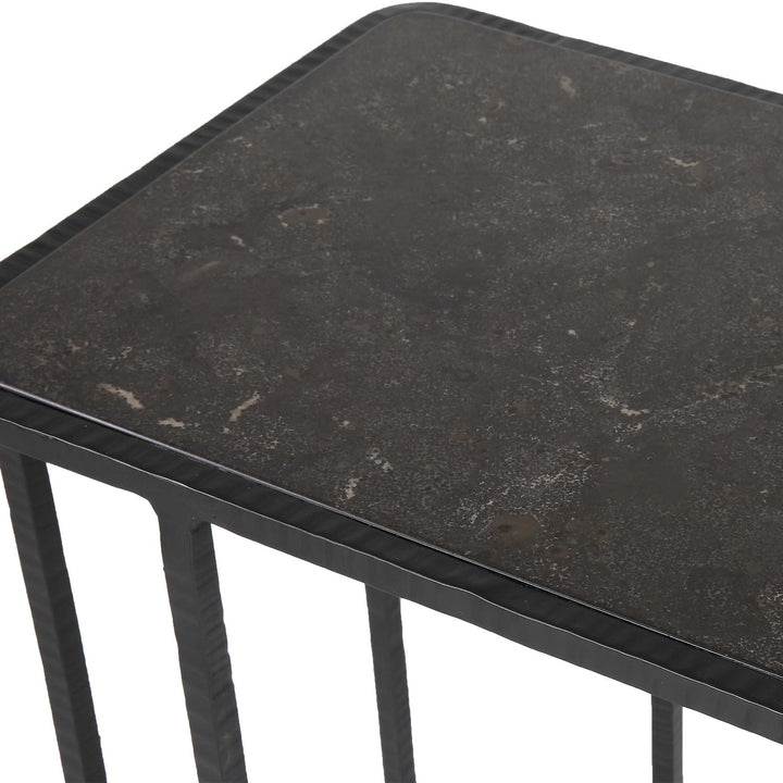 American Home Furniture Uttermost Cavern Stone & Iron Accent Table
