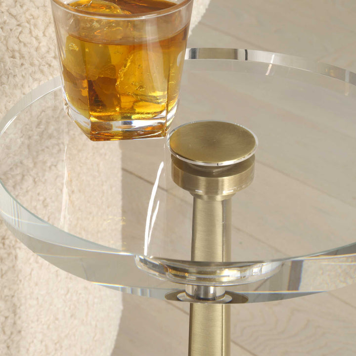 American Home Furniture Uttermost Groove Crystal Drink Table