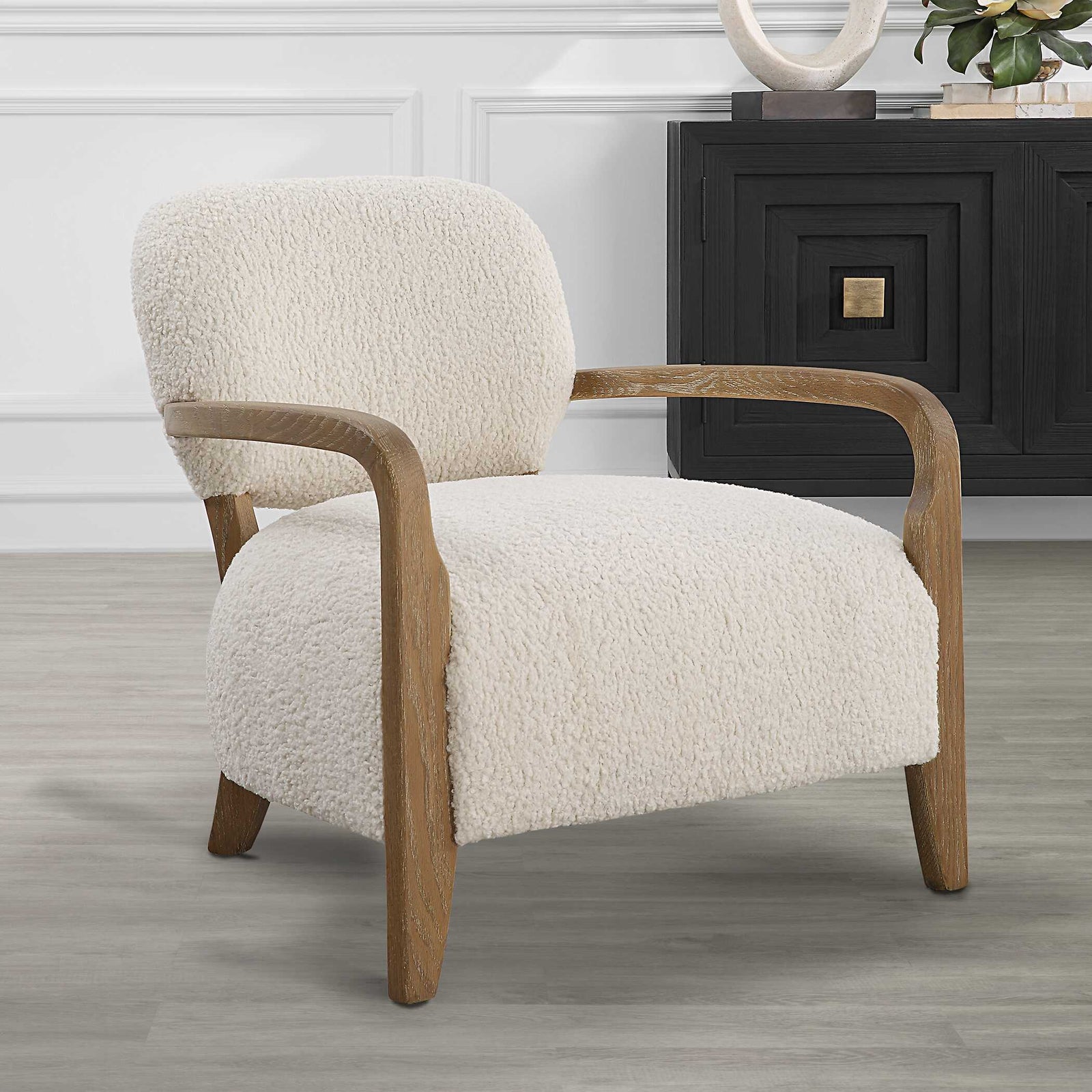 American Home Furniture Uttermost Telluride Natural Shearling Accent Chair