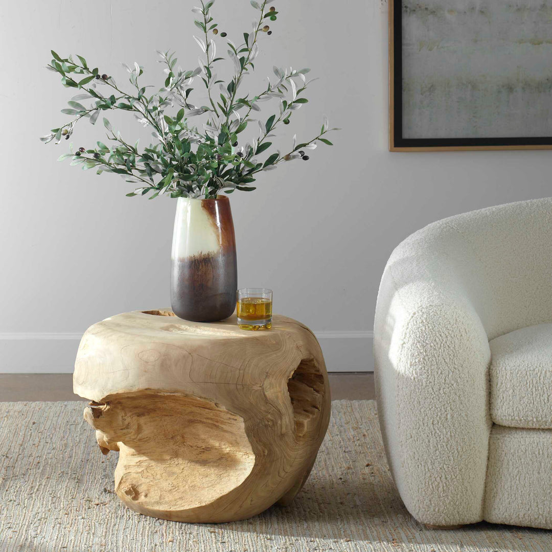 American Home Furniture Uttermost Sola Handcrafted Teak Side Table