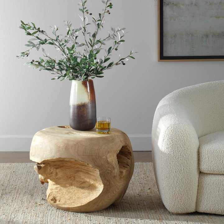 American Home Furniture Uttermost Sola Handcrafted Teak Side Table