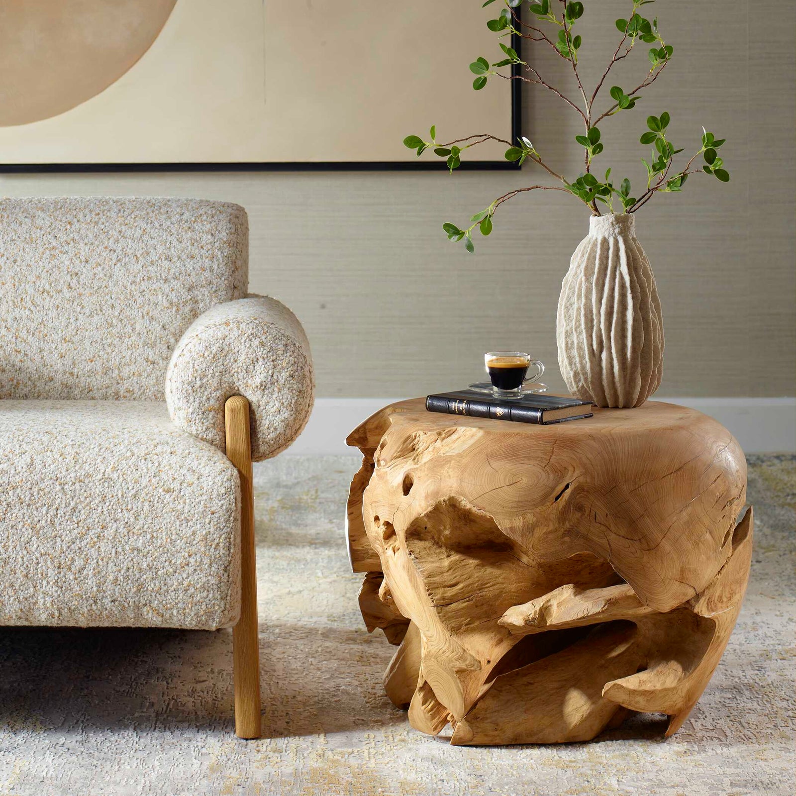 American Home Furniture Uttermost Sola Handcrafted Teak Side Table