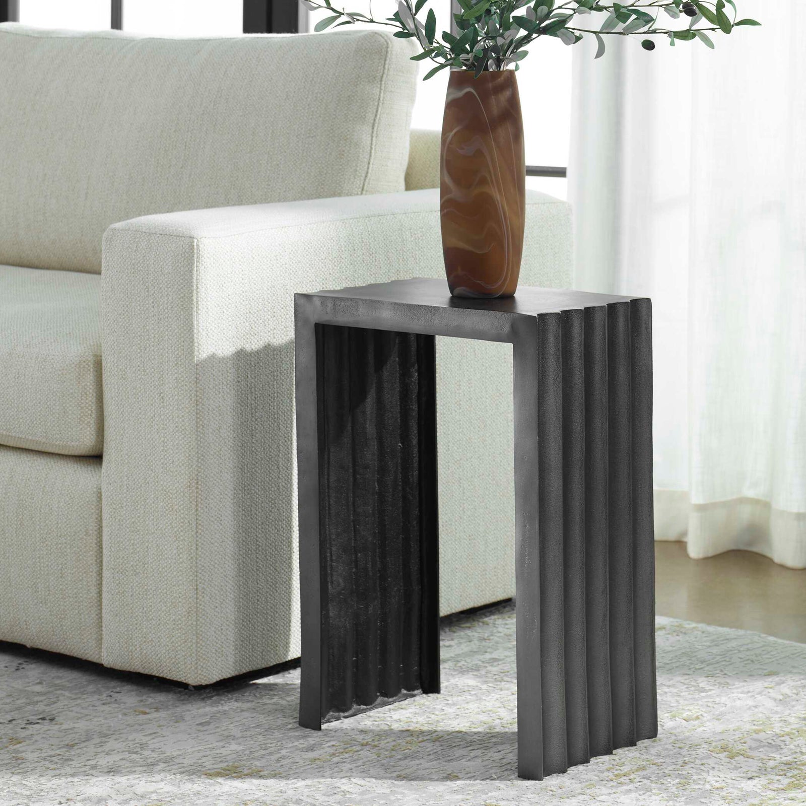 American Home Furniture Uttermost In The Groove Aluminum Accent Table