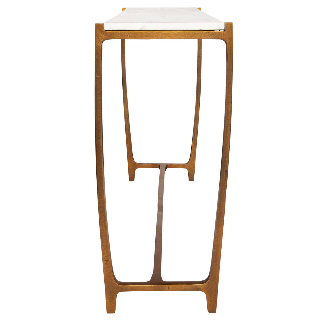 American Home Furniture Uttermost Affinity White Marble Console Table