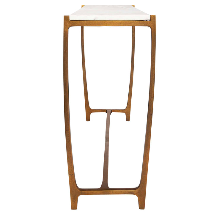 American Home Furniture Uttermost Affinity White Marble Console Table