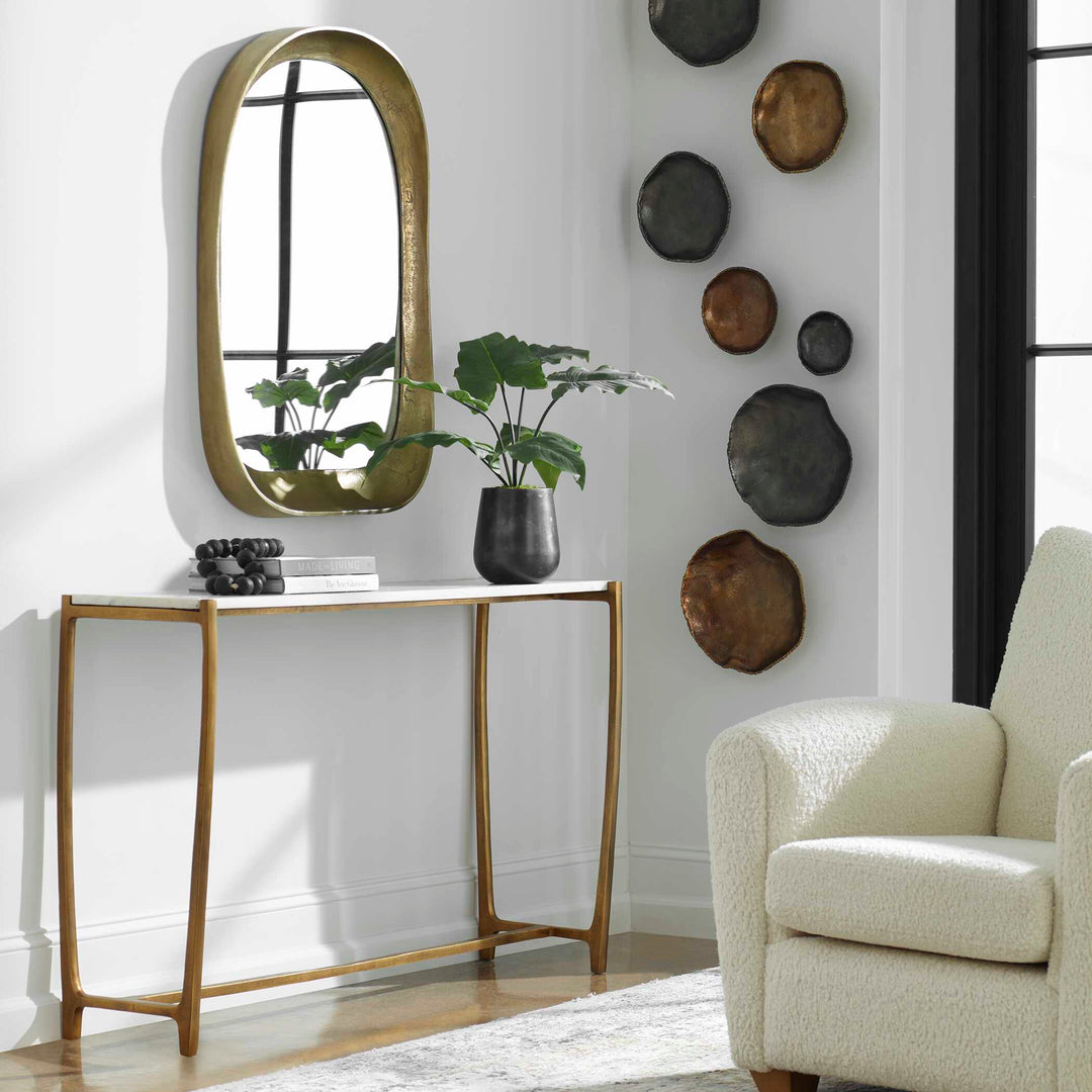 American Home Furniture Uttermost Affinity White Marble Console Table
