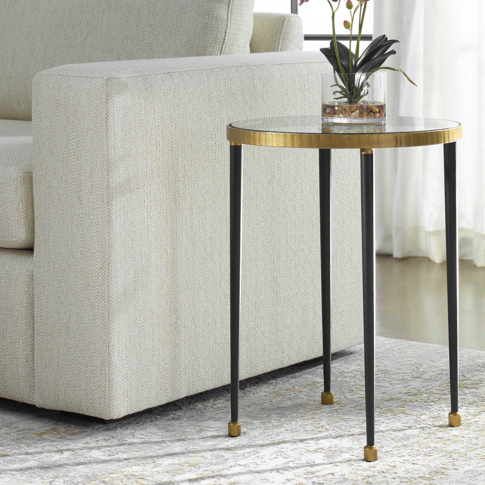 American Home Furniture Uttermost Stiletto Antique Gold Side Table