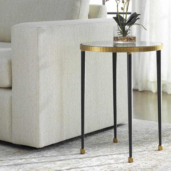 American Home Furniture Uttermost Stiletto Antique Gold Side Table