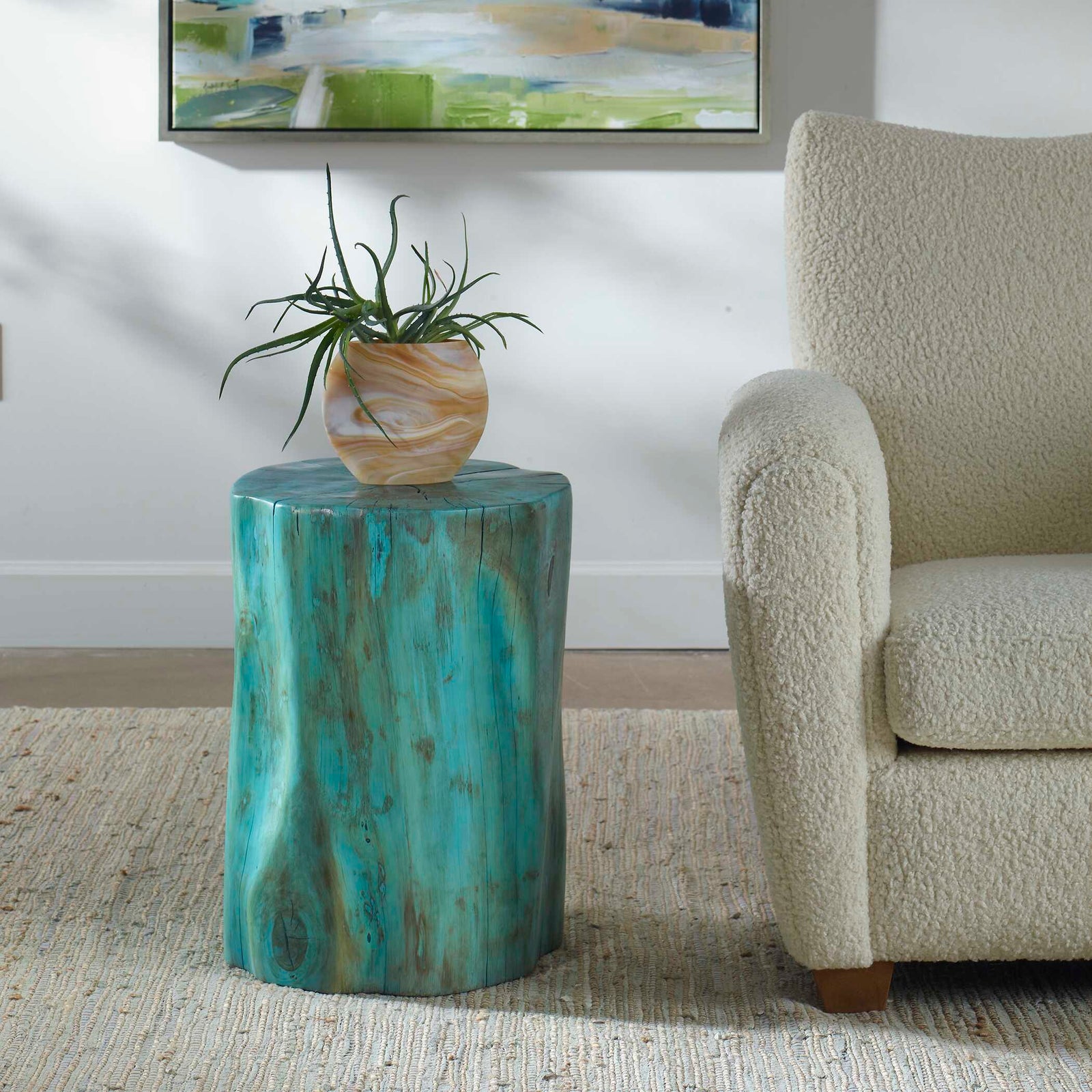 American Home Furniture Uttermost Habitat Blue Accent Stool