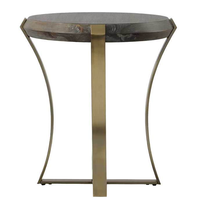 American Home Furniture Uttermost Unite Brass Leg Wood Side Table
