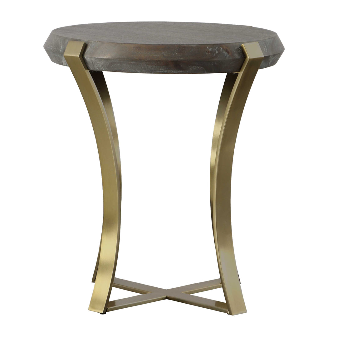American Home Furniture Uttermost Unite Brass Leg Wood Side Table