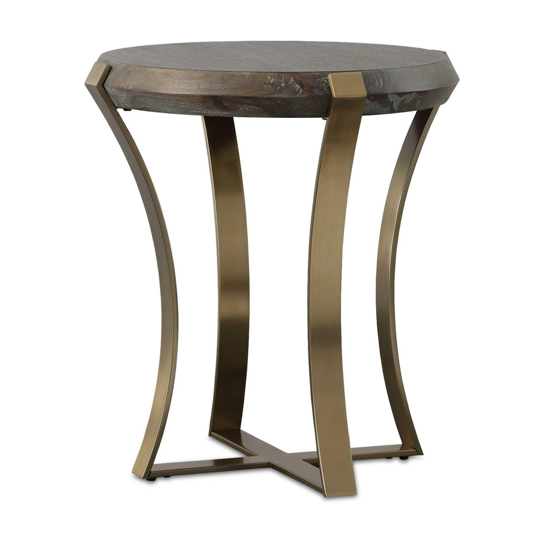 Unite Brass Leg Wood Side Table - AmericanHomeFurniture