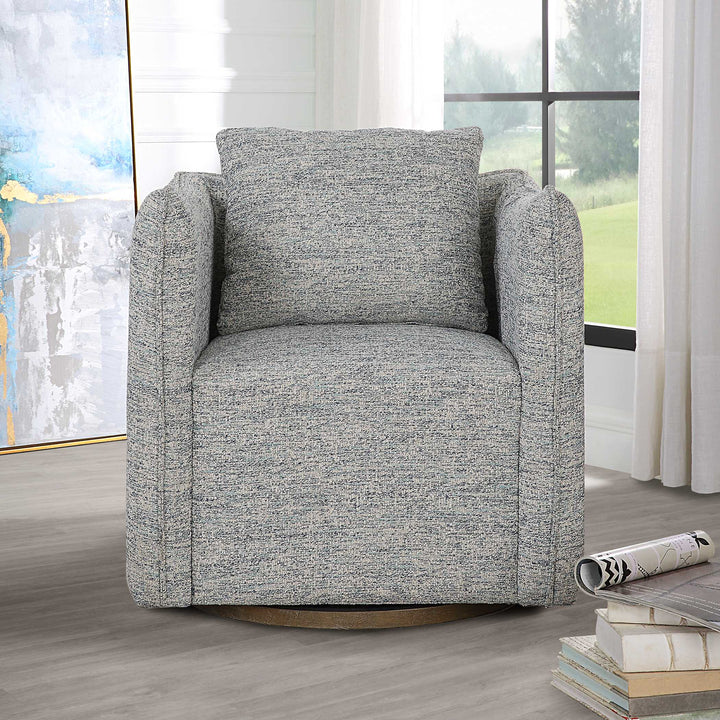 American Home Furniture Uttermost Corben Blue Swivel Chair