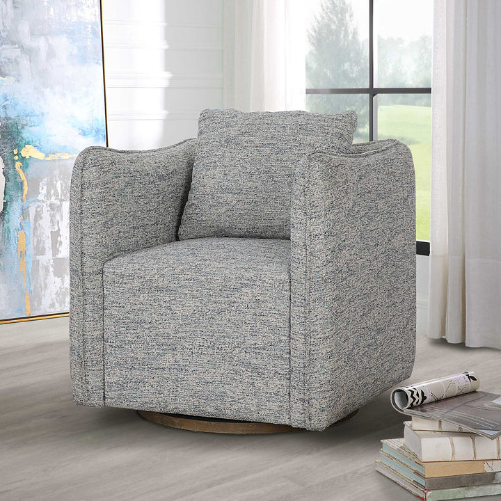 American Home Furniture Uttermost Corben Blue Swivel Chair
