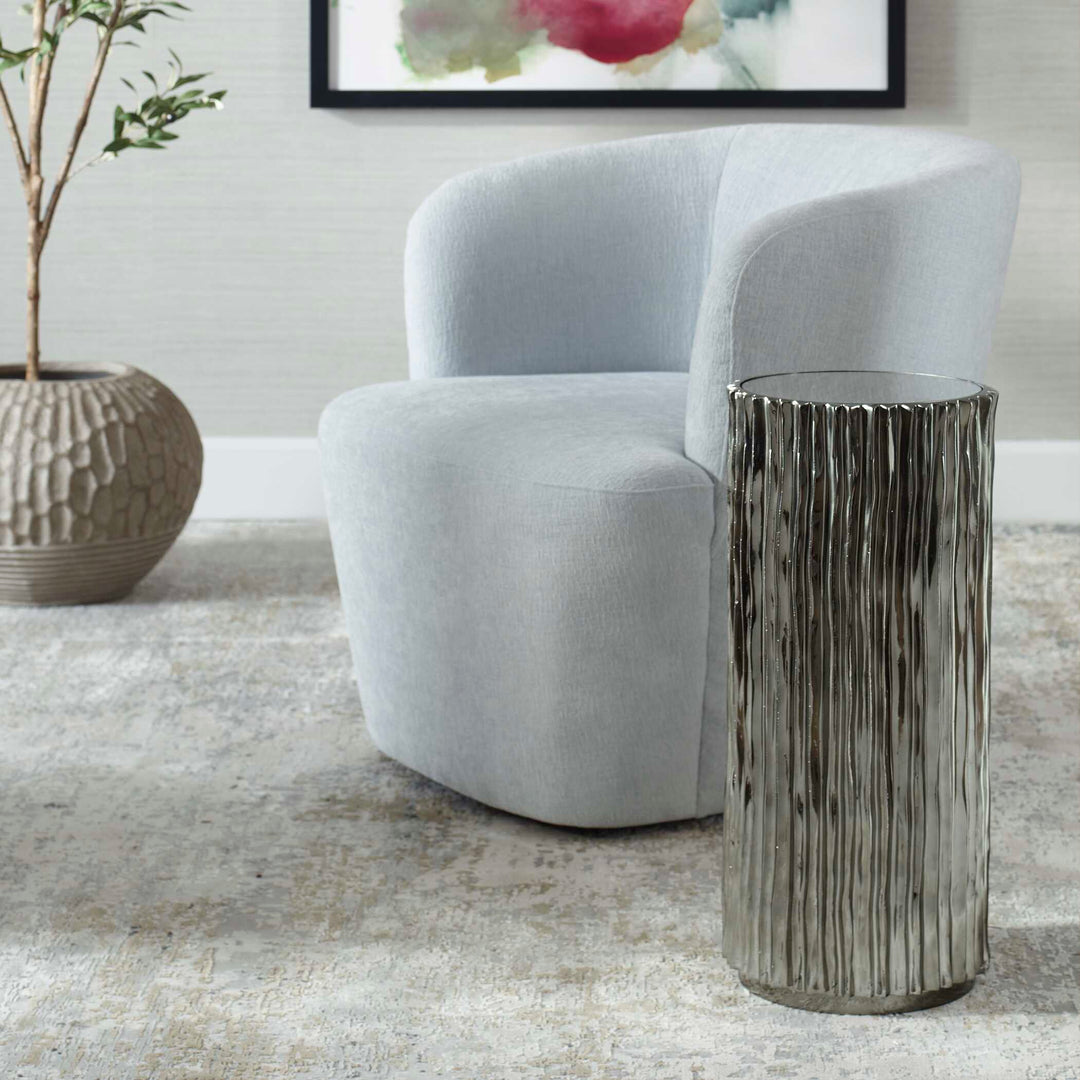 American Home Furniture Uttermost Echo Modern Nickel Drink Table
