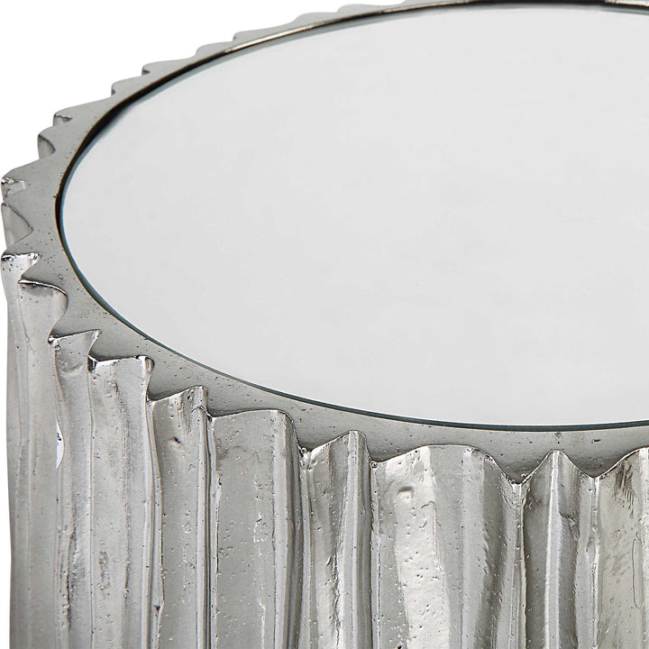 American Home Furniture Uttermost Echo Modern Nickel Drink Table