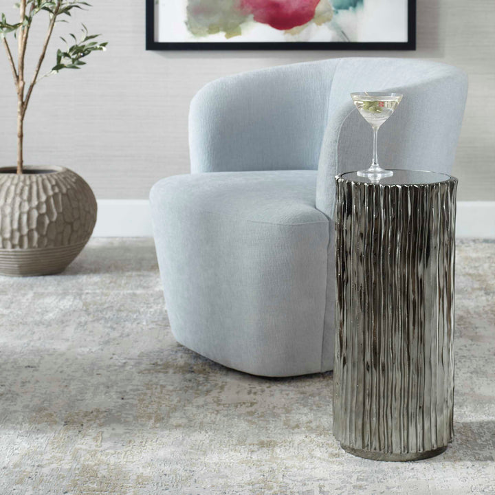American Home Furniture Uttermost Echo Modern Nickel Drink Table