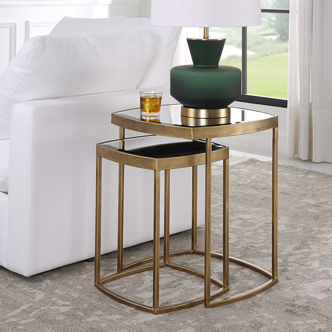 American Home Furniture Uttermost Vista Gold Nesting Tables Set Of 2