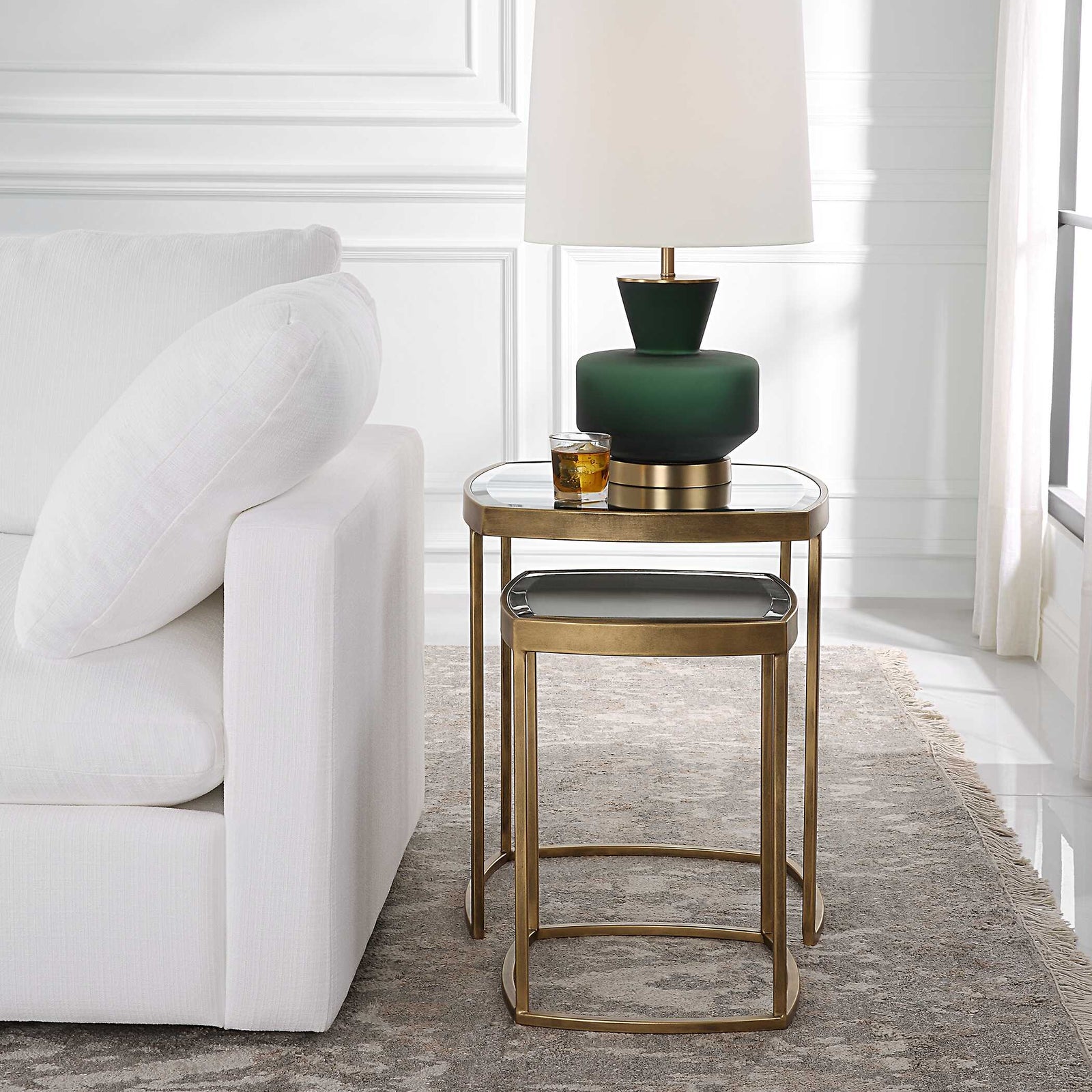 American Home Furniture Uttermost Vista Gold Nesting Tables Set Of 2