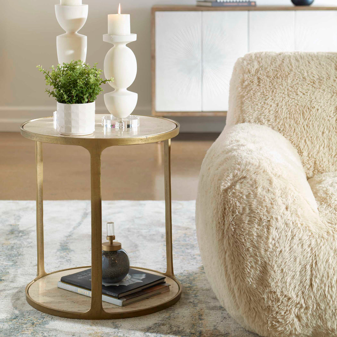 American Home Furniture Uttermost Clench Brass Side Table