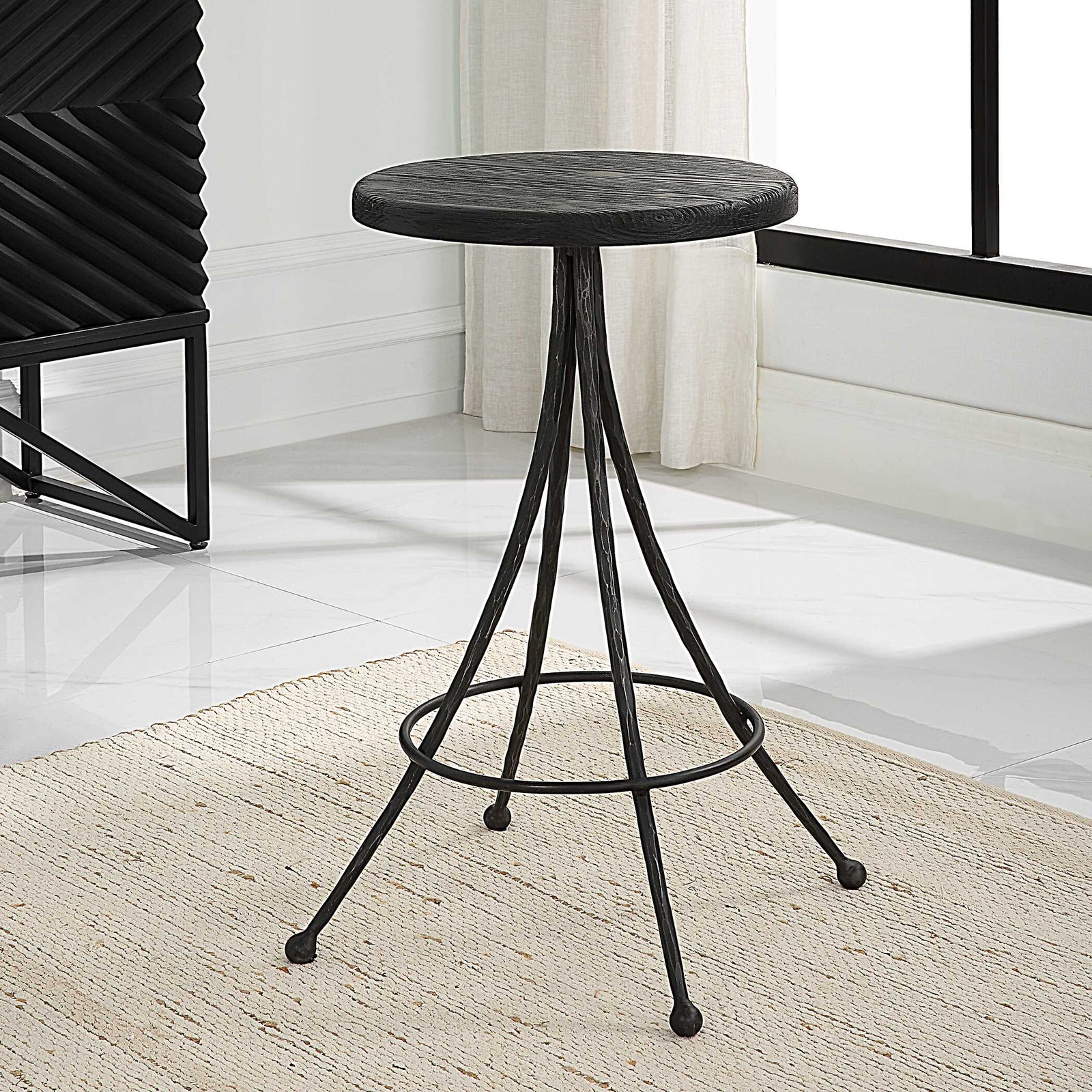American Home Furniture Uttermost Sona Black Counter Stool