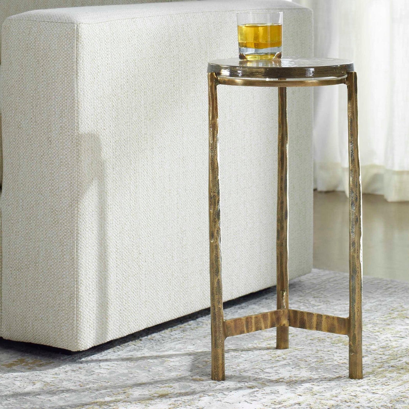 American Home Furniture Uttermost Eternity Brass Accent Table