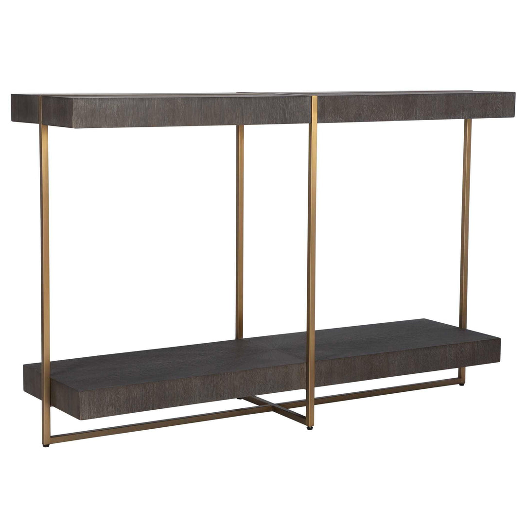Taja Modern Brass / Wood Console Table - AmericanHomeFurniture