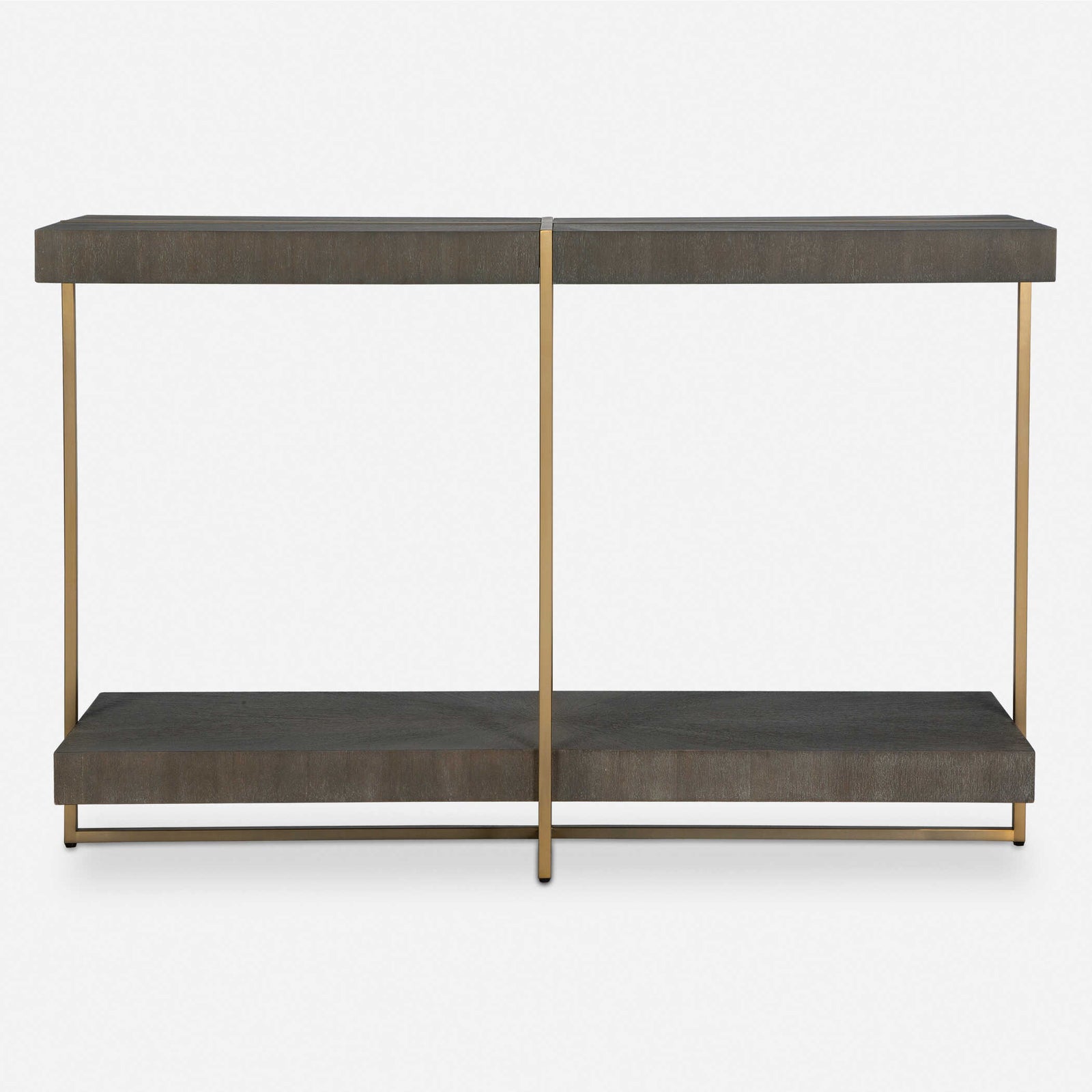 American Home Furniture Uttermost Taja Modern Brass / Wood Console Table