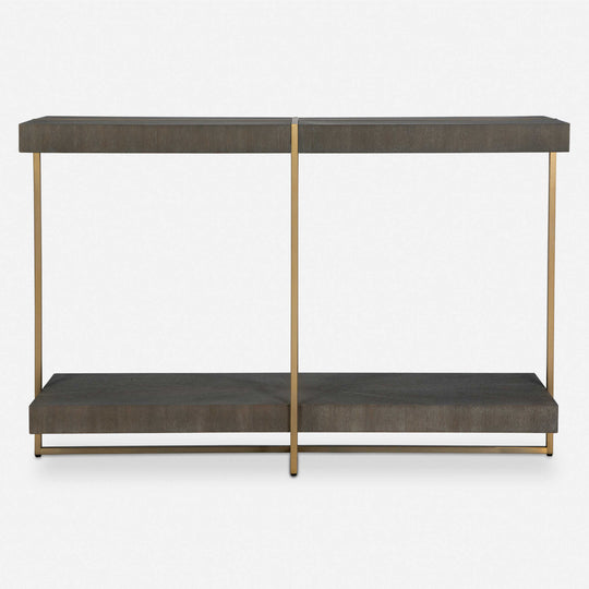 American Home Furniture Uttermost Taja Modern Brass / Wood Console Table