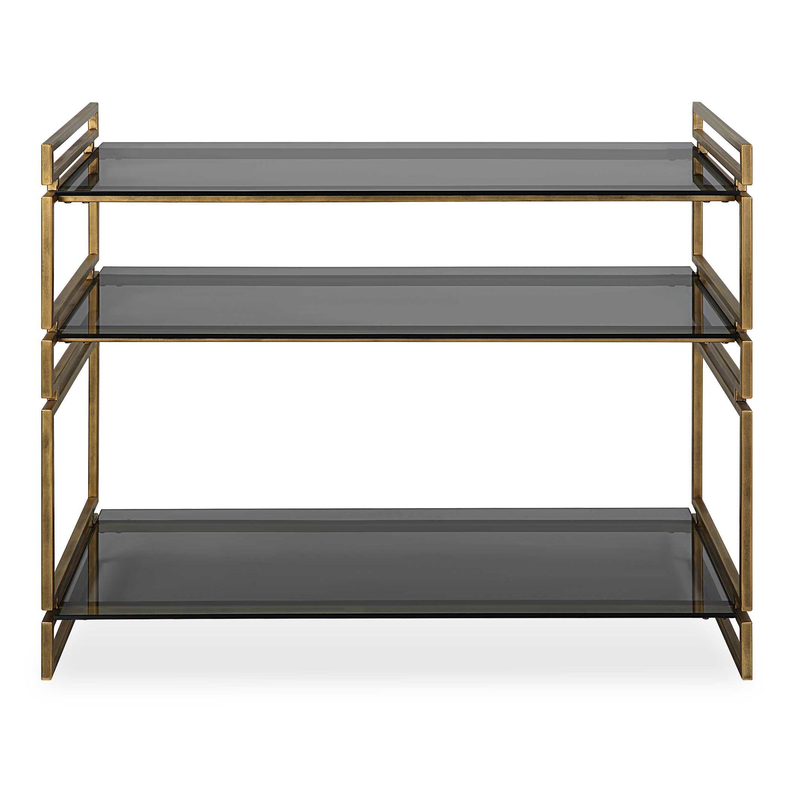 American Home Furniture Uttermost Stacked Up Gray Glass Console Table