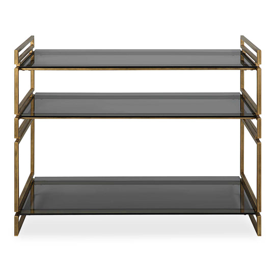 American Home Furniture Uttermost Stacked Up Gray Glass Console Table