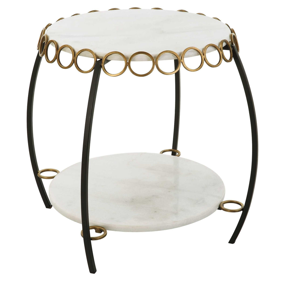 Chainlink White Marble Side Table - AmericanHomeFurniture