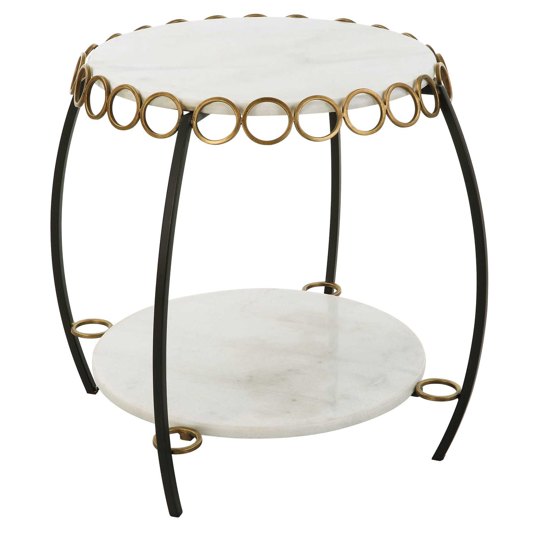 American Home Furniture Uttermost Chainlink White Marble Side Table