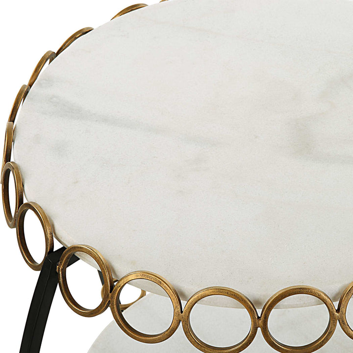 American Home Furniture Uttermost Chainlink White Marble Side Table