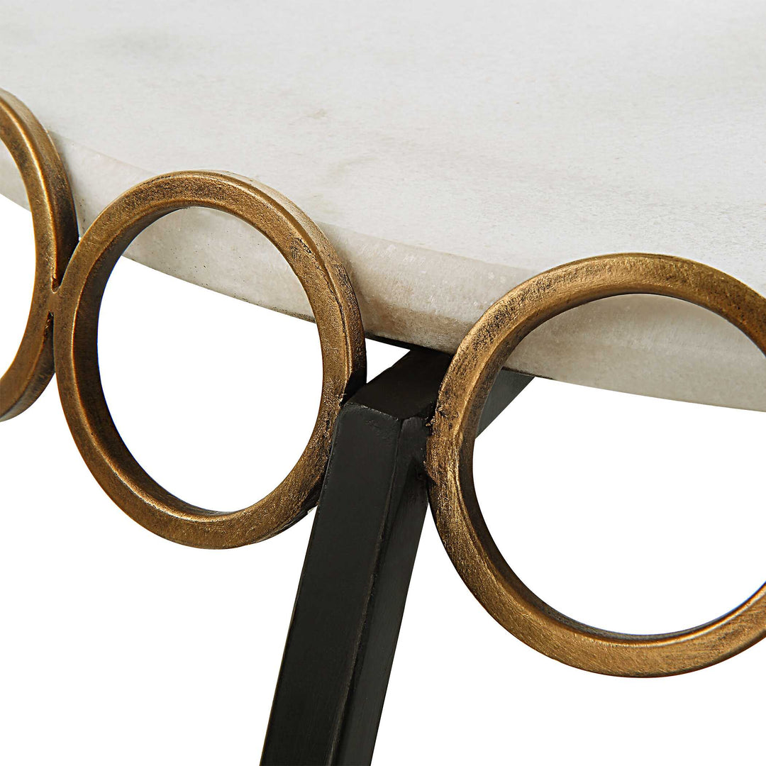 American Home Furniture Uttermost Chainlink White Marble Side Table