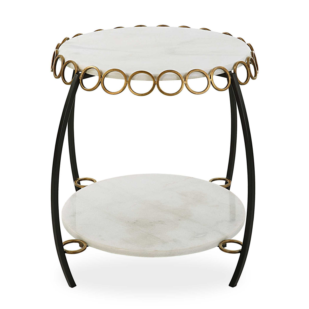 American Home Furniture Uttermost Chainlink White Marble Side Table