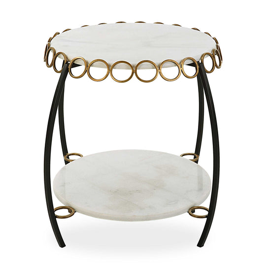 American Home Furniture Uttermost Chainlink White Marble Side Table