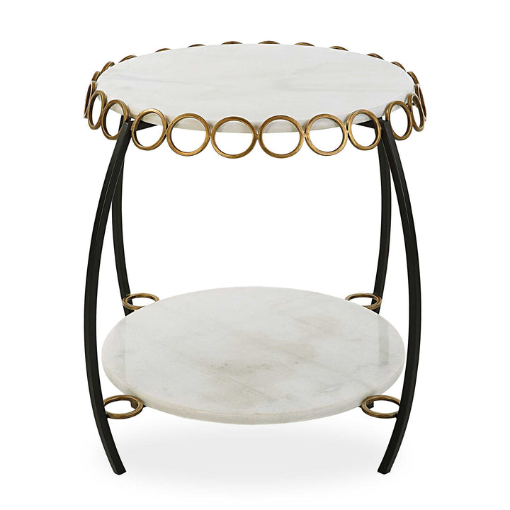 American Home Furniture Uttermost Chainlink White Marble Side Table