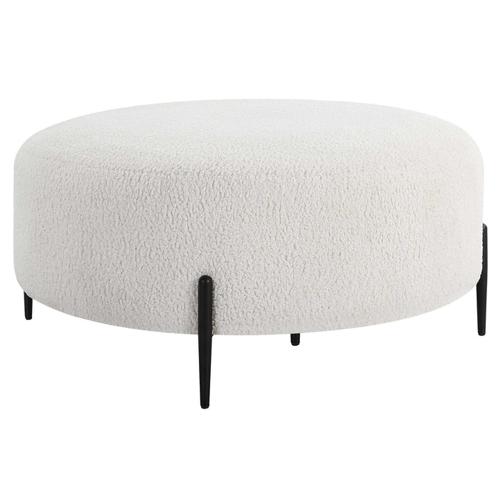 American Home Furniture Uttermost Arles Large Plush White Ottoman