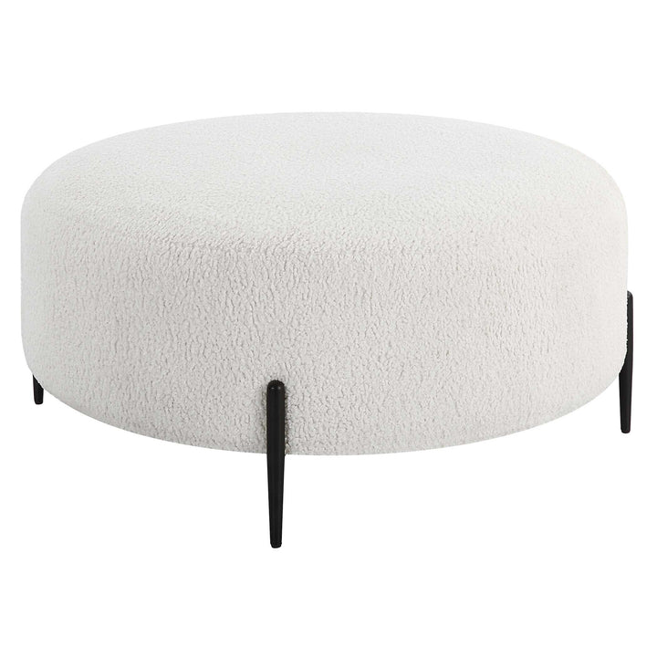 American Home Furniture Uttermost Arles Large Plush White Ottoman