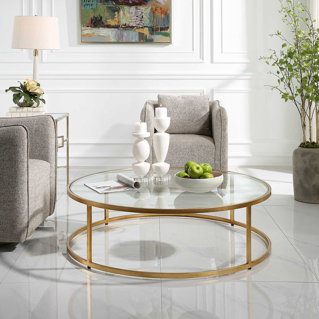 American Home Furniture Uttermost Radius Modern Circular Coffee Table