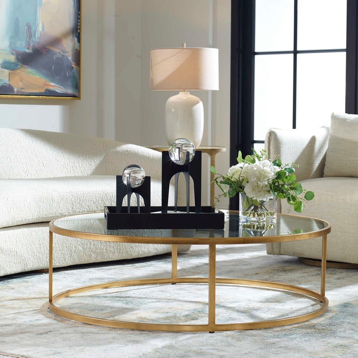 American Home Furniture Uttermost Radius Modern Circular Coffee Table