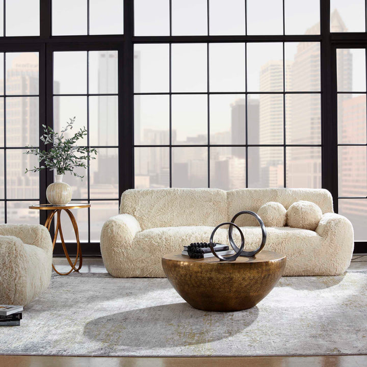 American Home Furniture Uttermost Abide Rounded Sheepskin Sofa