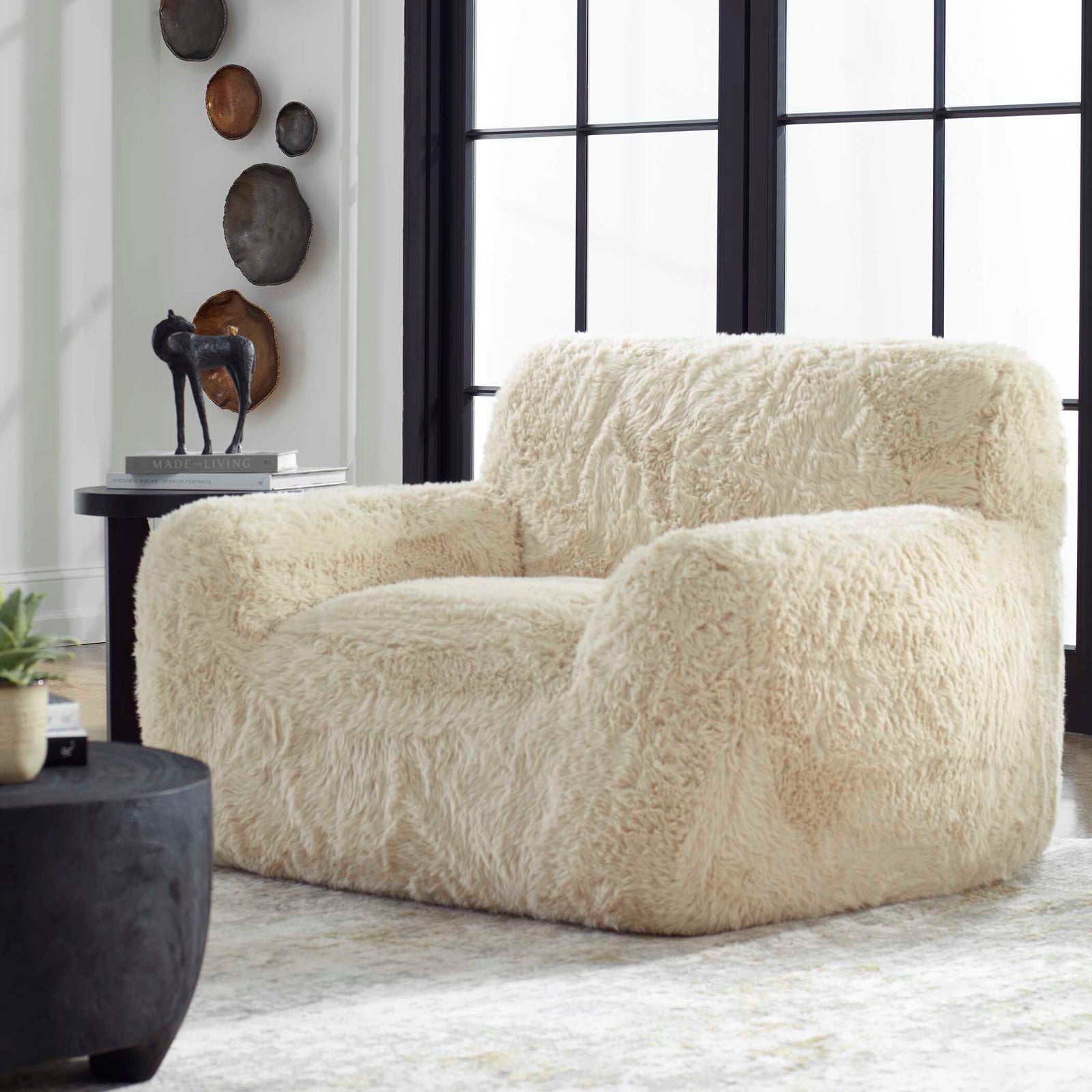 American Home Furniture Uttermost Abide Sheepskin Accent Chair