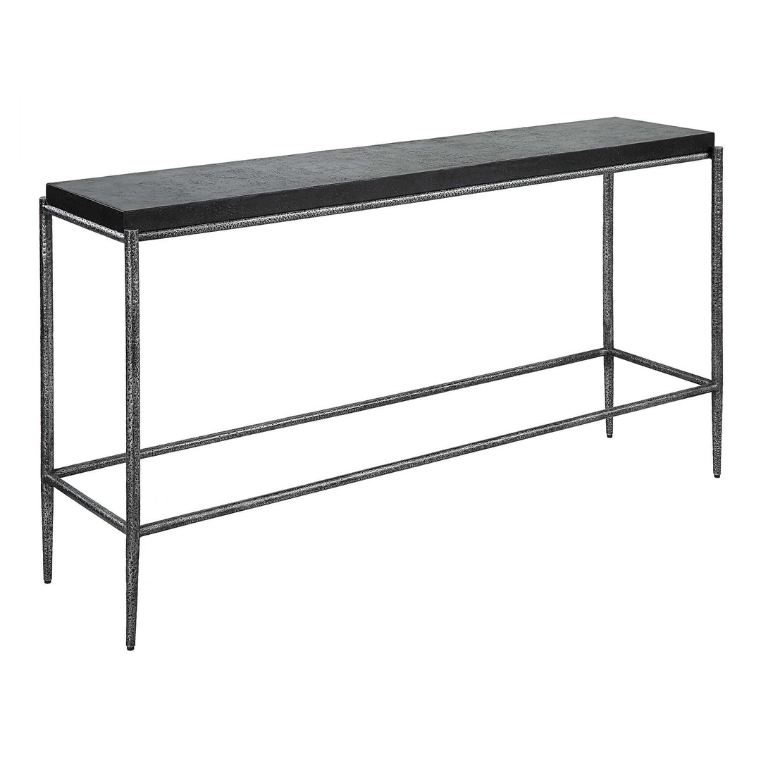 American Home Furniture Uttermost Crescendo Black Concrete Console Table