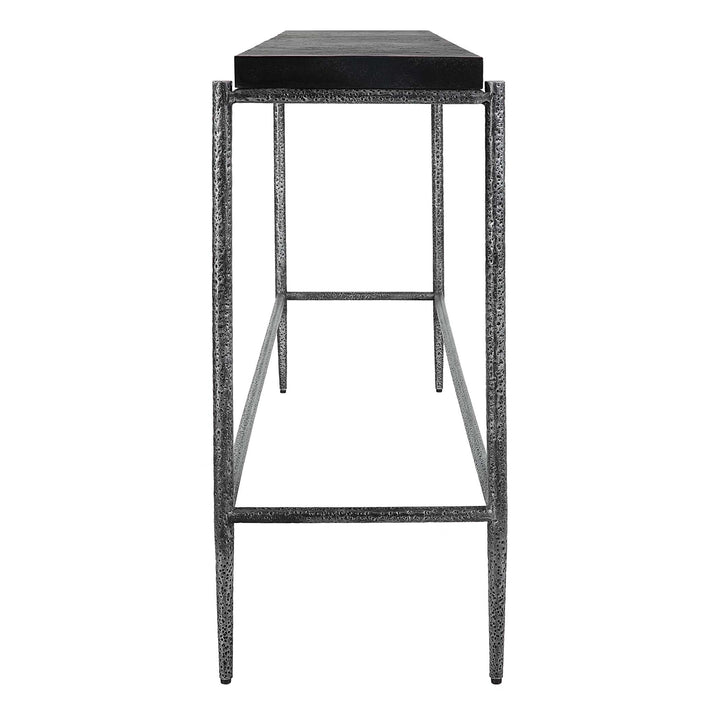 American Home Furniture Uttermost Crescendo Black Concrete Console Table
