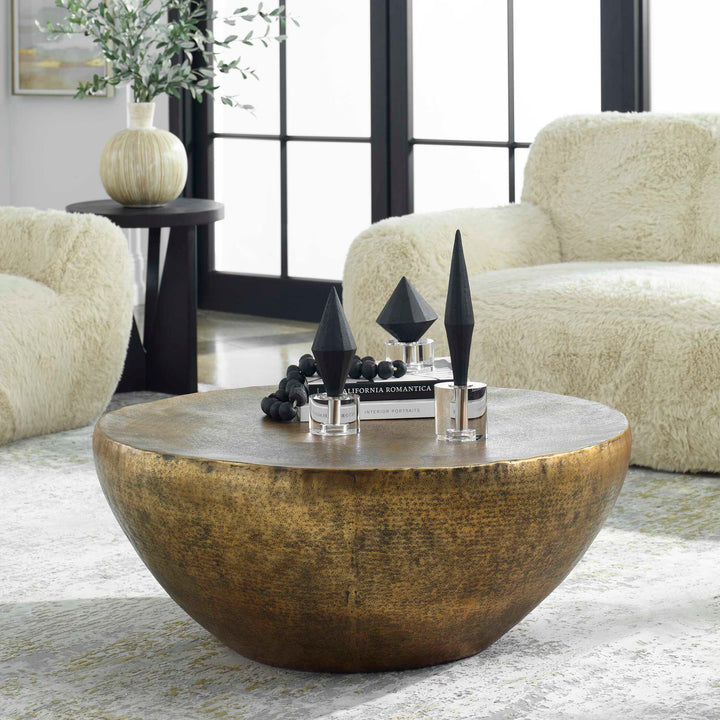 American Home Furniture Uttermost Gilded Dome Gold Coffee Table