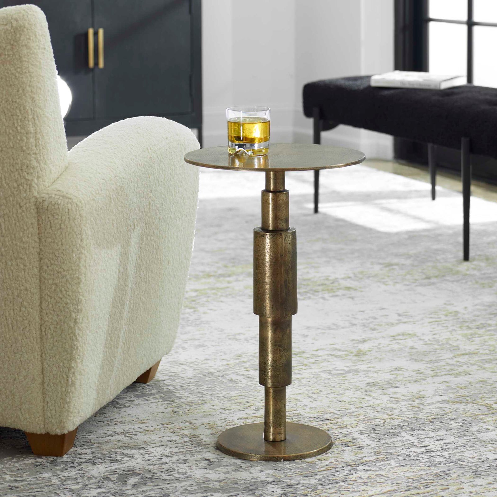 American Home Furniture Uttermost Descend Gold Accent Table