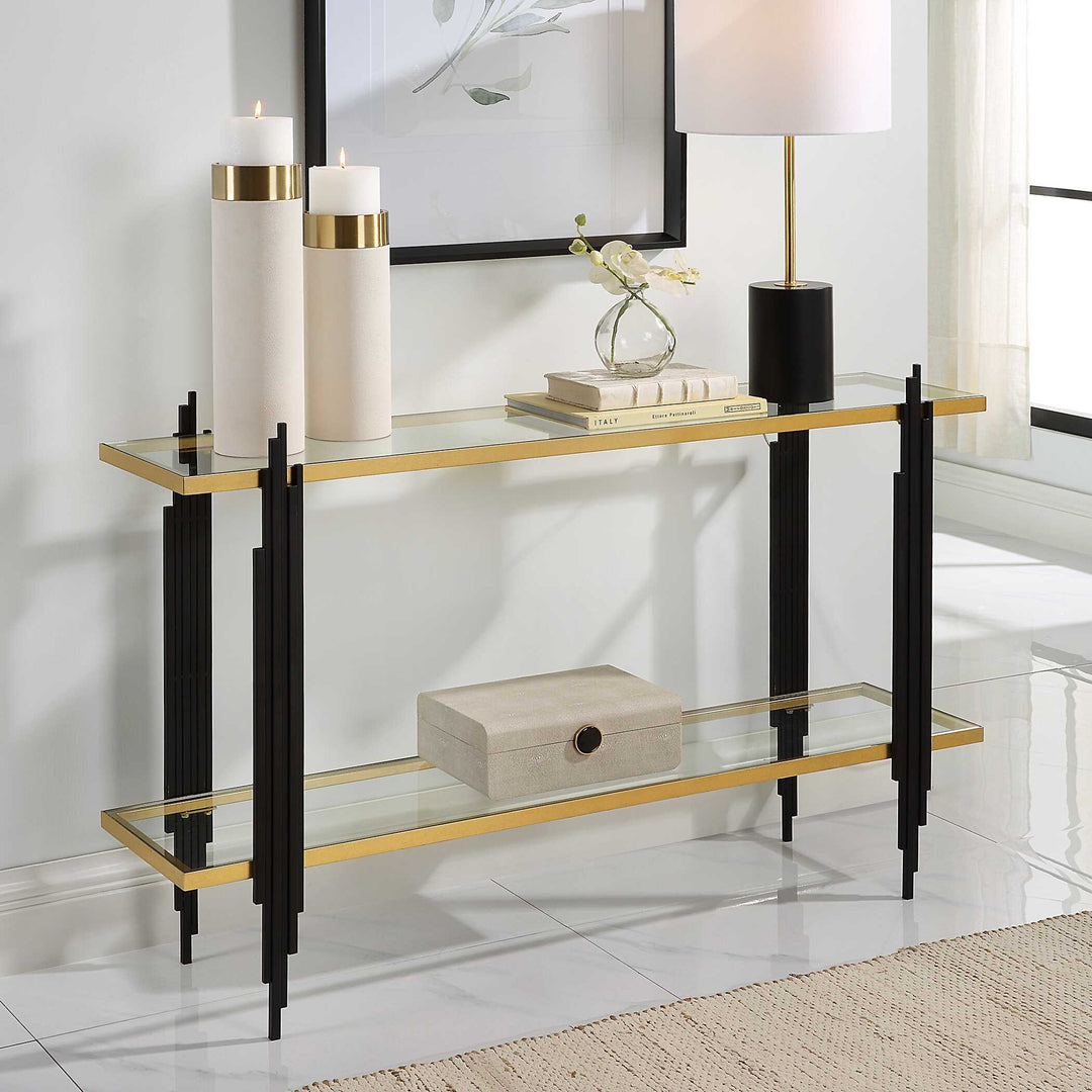American Home Furniture Uttermost Empire Cityscape Console Table