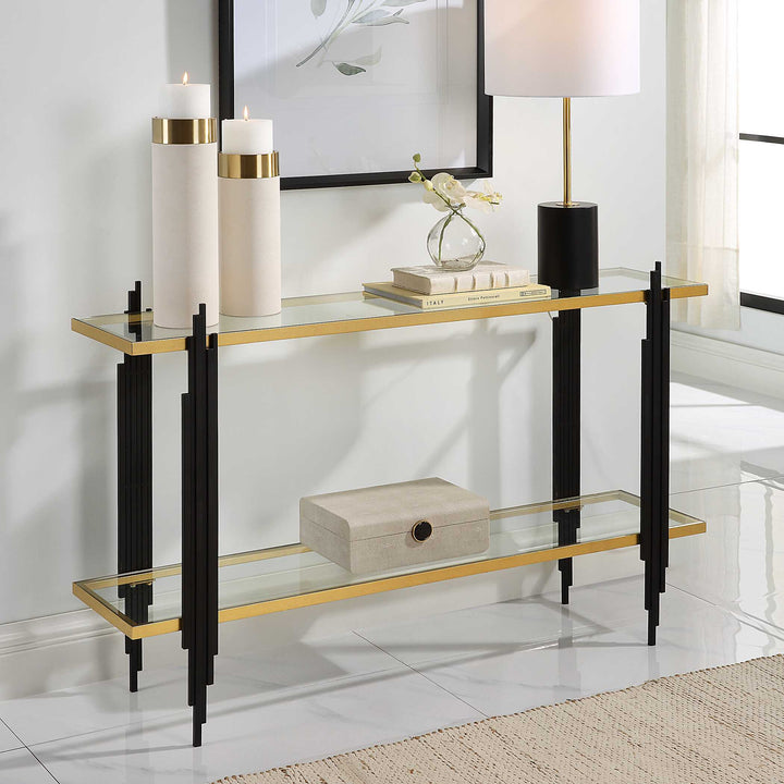American Home Furniture Uttermost Empire Cityscape Console Table